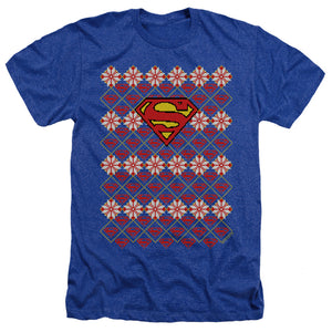 Superman Superman Christmas Sweater Heather Mens T Shirt Royal Blue