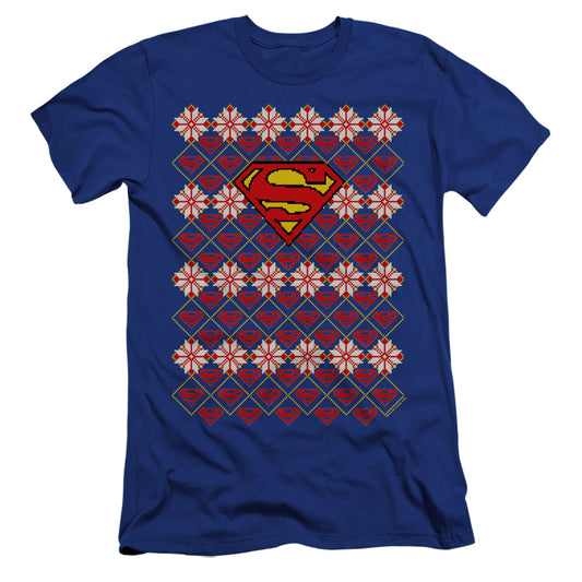 Superman Superman Christmas Sweater Premium Bella Canvas Slim Fit Mens T Shirt Royal Blue