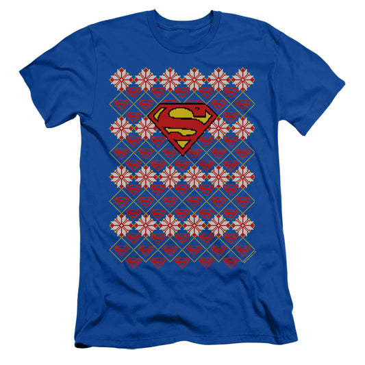 Superman Superman Christmas Sweater Slim Fit Mens T Shirt Royal Blue