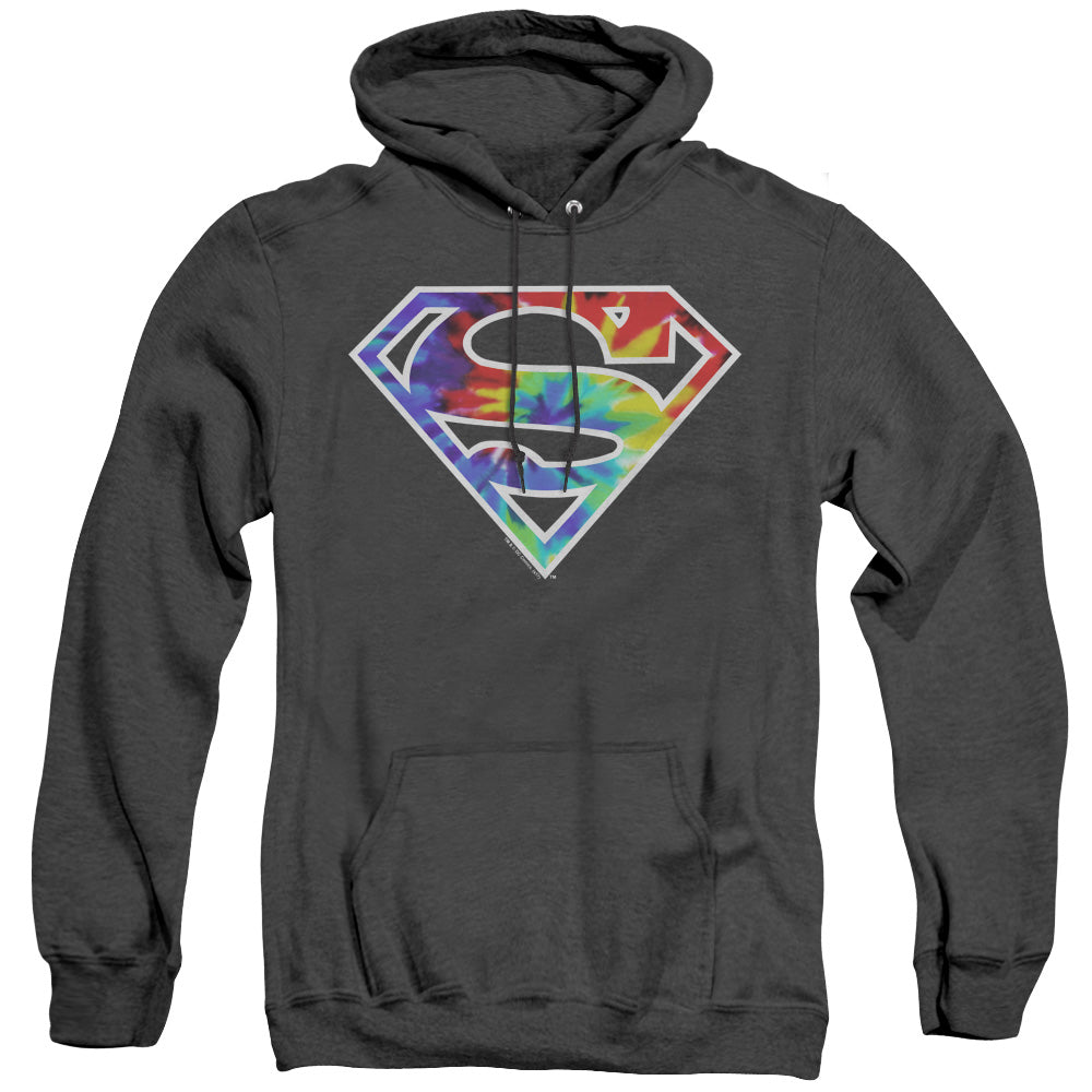 Superman Superman Tie Dye Logo Heather Mens Hoodie Black