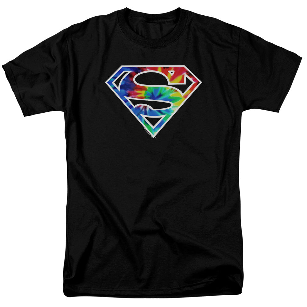 Superman Superman Tie Dye Logo Mens T Shirt Black