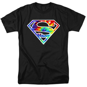 Superman Superman Tie Dye Logo Mens T Shirt Black