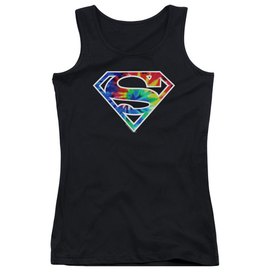 Superman Superman Tie Dye Logo Womens Tank Top Shirt Black