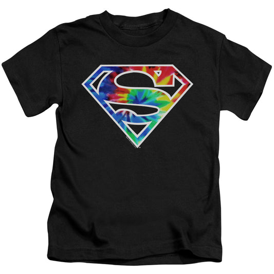 Superman Superman Tie Dye Logo Juvenile Kids Youth T Shirt Black