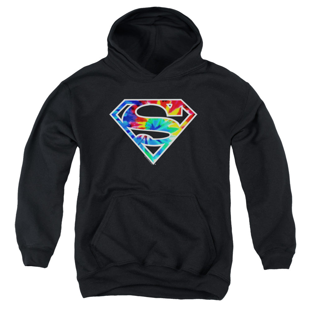 Superman Superman Tie Dye Logo Kids Youth Hoodie Black