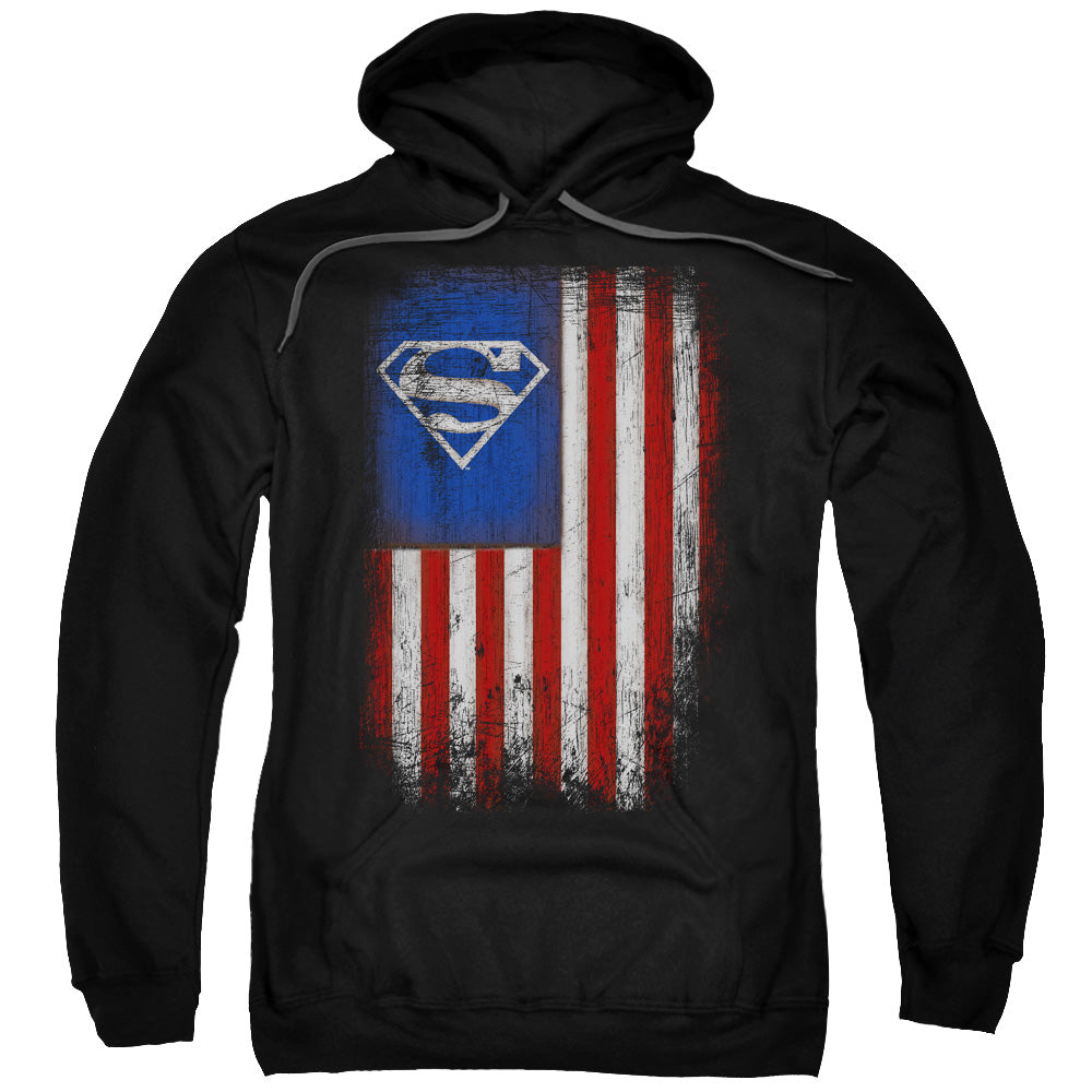 Superman Old Glory Shield Mens Hoodie Black