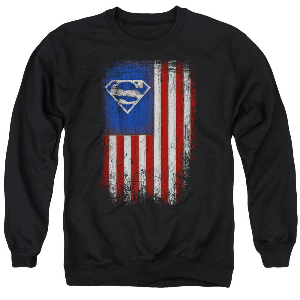 Superman Old Glory Shield Mens Crewneck Sweatshirt Black