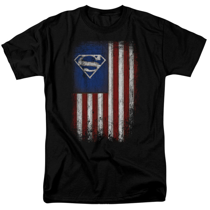 Superman Old Glory Shield Mens T Shirt Black