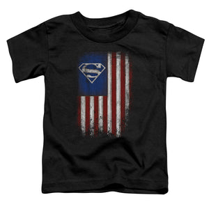 Superman Old Glory Shield Toddler Kids Youth T Shirt Black