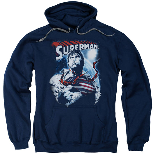 Superman Honor And Protect Mens Hoodie Navy