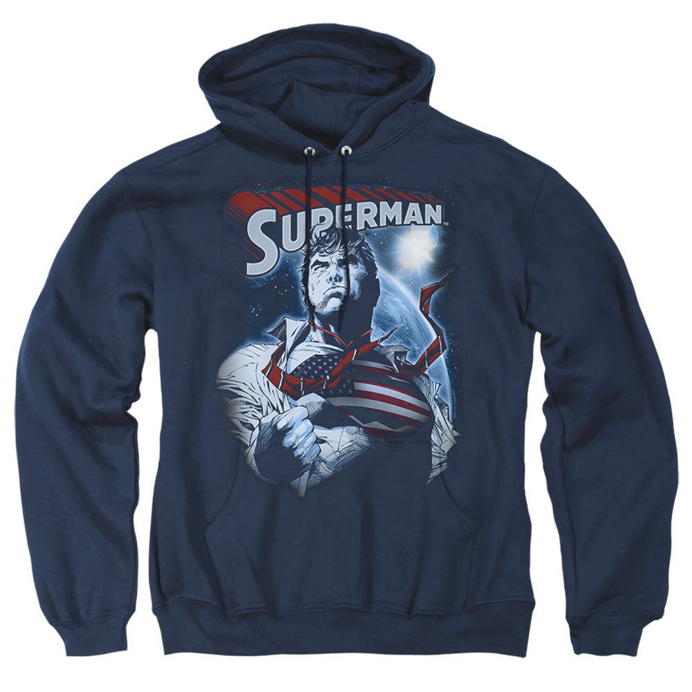 Superman Honor And Protect Mens Hoodie Navy