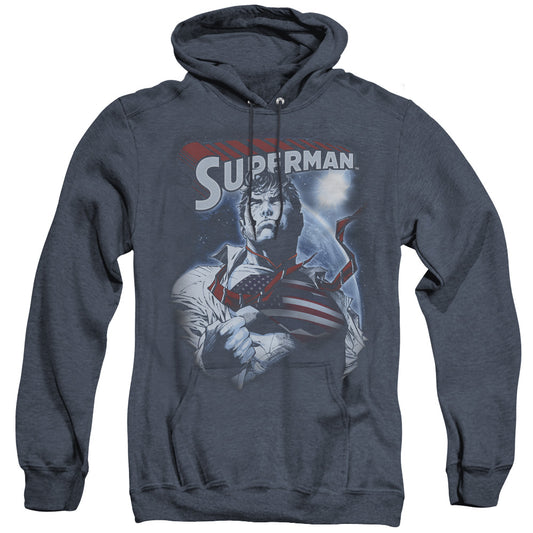 Superman Honor And Protect Heather Mens Hoodie Navy