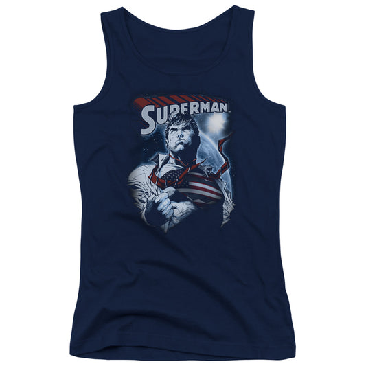 Superman Honor And Protect Womens Tank Top Shirt Navy