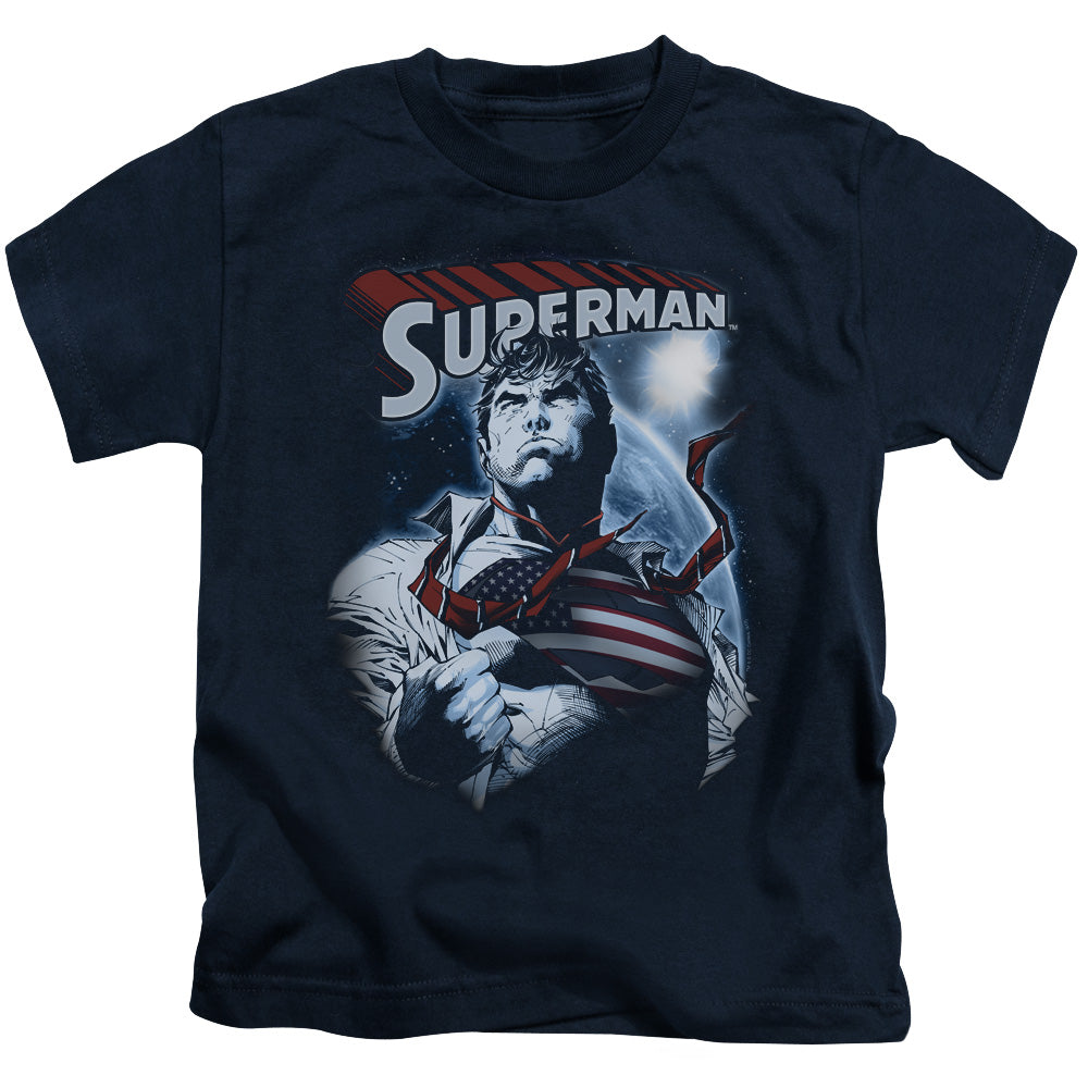 Superman Honor And Protect Juvenile Kids Youth T Shirt Navy