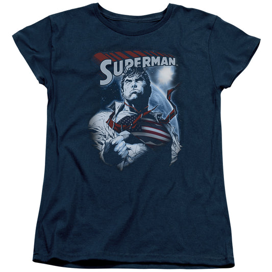 Superman Honor And Protect Womens T Shirt Navy