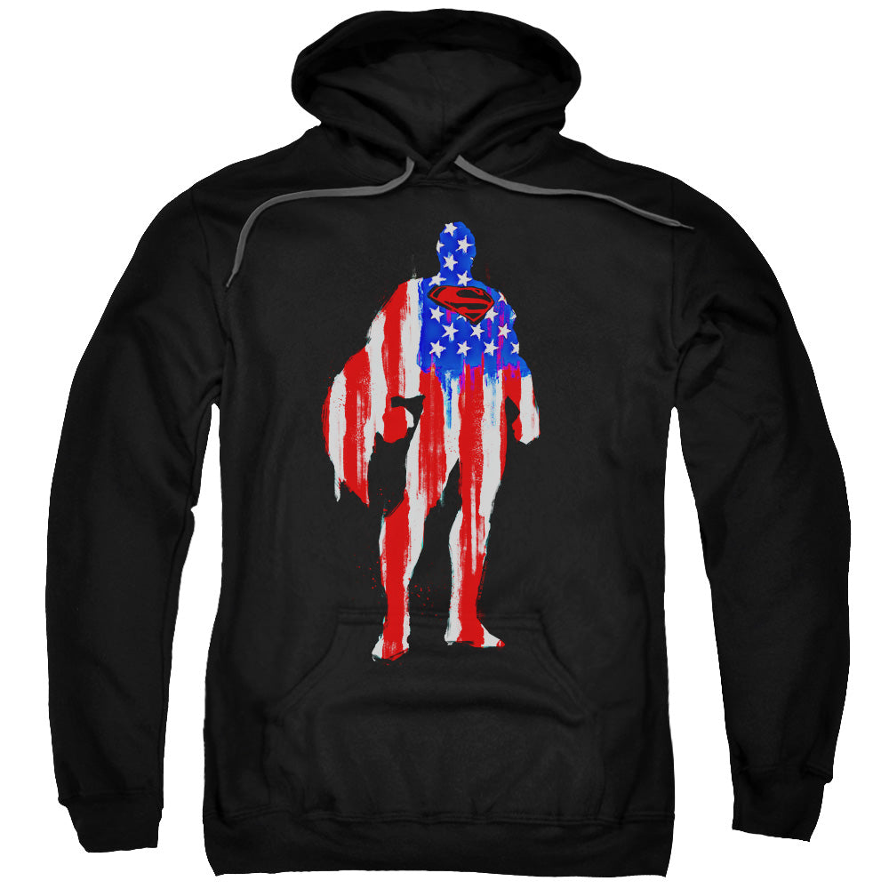 Superman Flag Silhouette Mens Hoodie Black