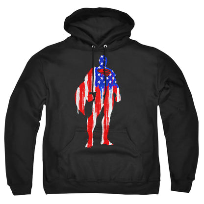 Superman Flag Silhouette Mens Hoodie Black