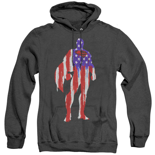 Superman Flag Silhouette Heather Mens Hoodie Black