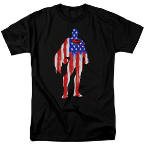 Superman Flag Silhouette Mens T Shirt Black