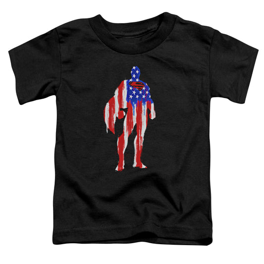 Superman Flag Silhouette Toddler Kids Youth T Shirt Black