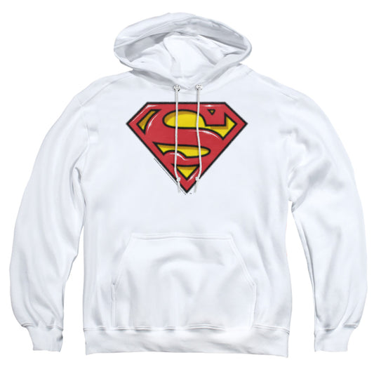 Superman Airbrush Shield Mens Hoodie White