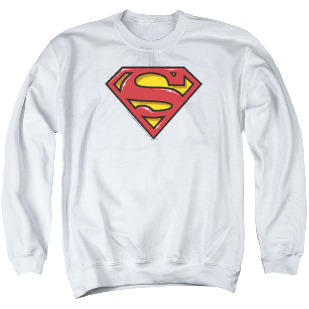 Superman Airbrush Shield Mens Crewneck Sweatshirt White