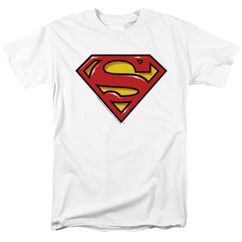 Superman Airbrush Shield Mens T Shirt White