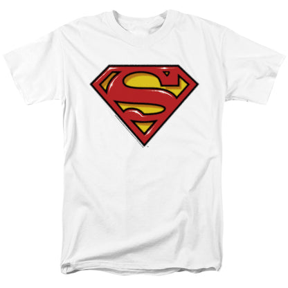 Superman Airbrush Shield Mens T Shirt White