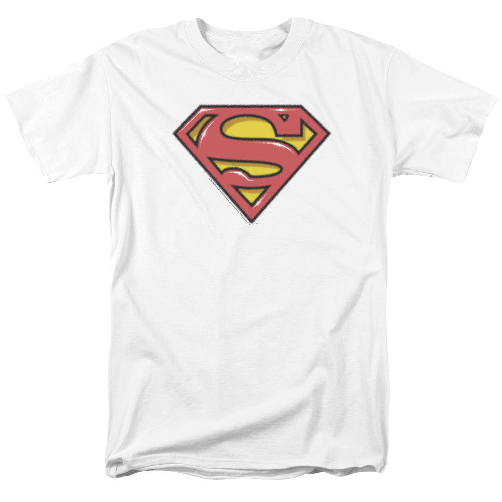 Superman Airbrush Shield Mens T Shirt White