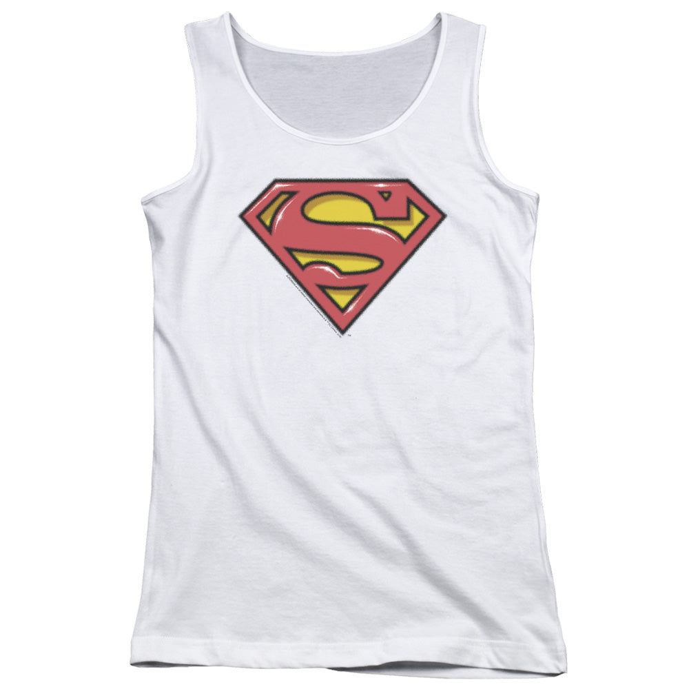 Superman Airbrush Shield Womens Tank Top Shirt White