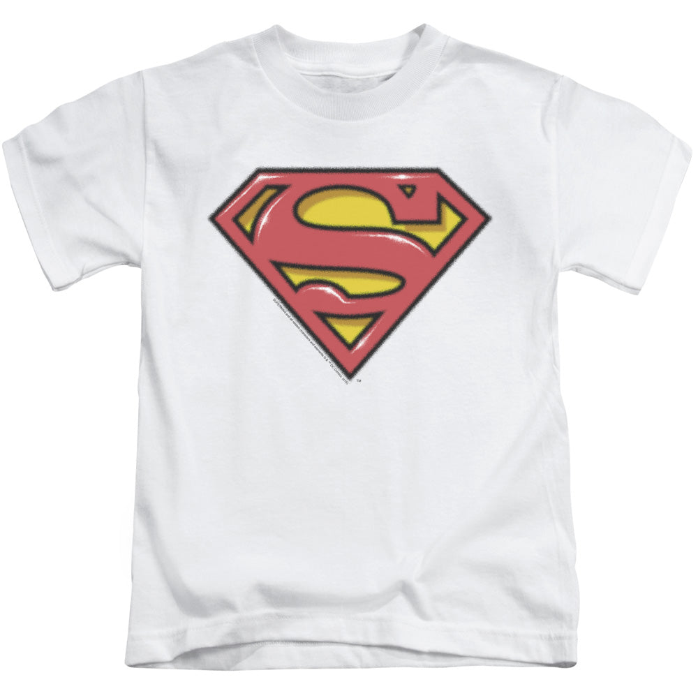 Superman Airbrush Shield Juvenile Kids Youth T Shirt White