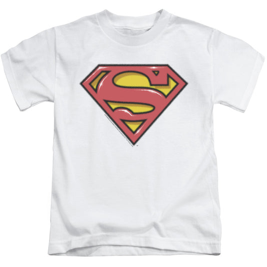 Superman Airbrush Shield Juvenile Kids Youth T Shirt White