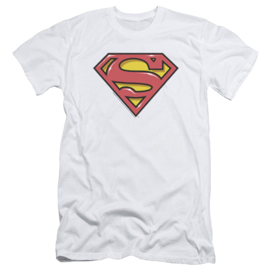 Superman Airbrush Shield Slim Fit Mens T Shirt White