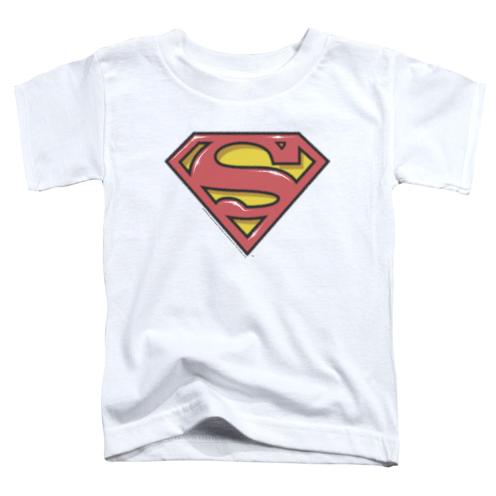 Superman Airbrush Shield Toddler Kids Youth T Shirt White