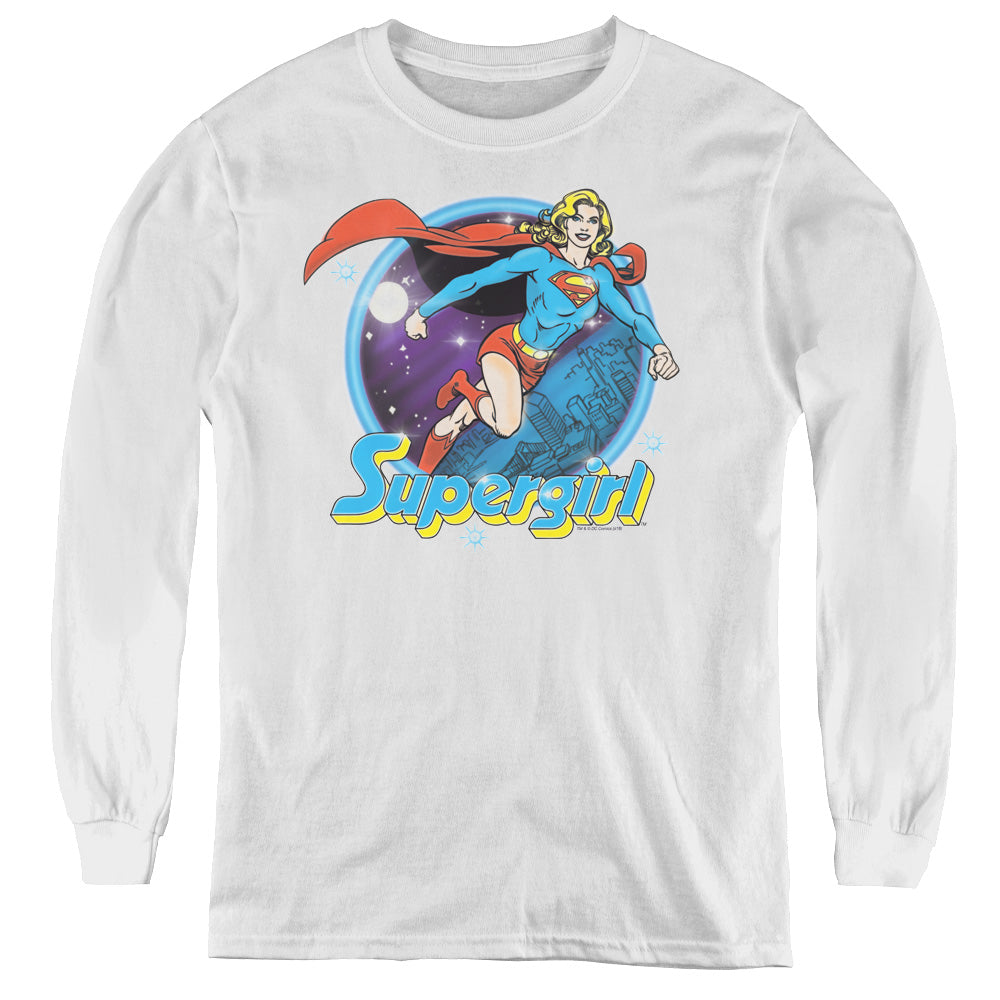 Superman Supergirl Airbrush Long Sleeve Kids Youth T Shirt White