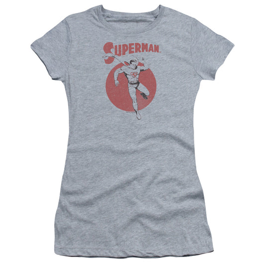 Superman Vintage Sphere Junior Sheer Cap Sleeve Womens T Shirt Athletic Heather