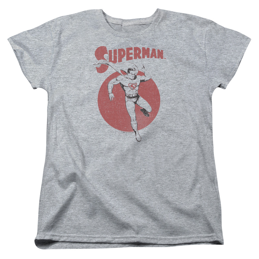 Superman Vintage Sphere Womens T Shirt Athletic Heather