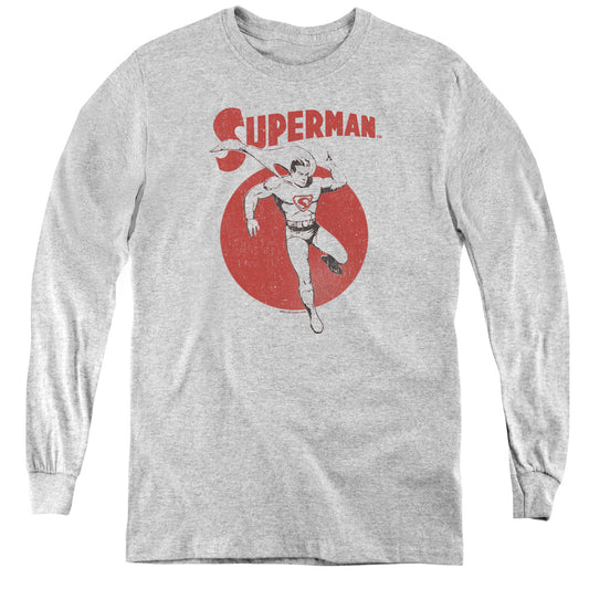 Superman Vintage Sphere Long Sleeve Kids Youth T Shirt Athletic Heather