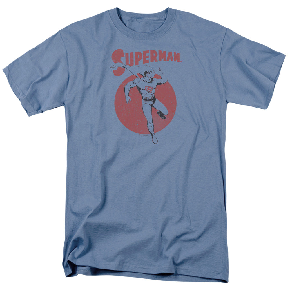 Superman Vintage Sphere Mens T Shirt Carolina Blue