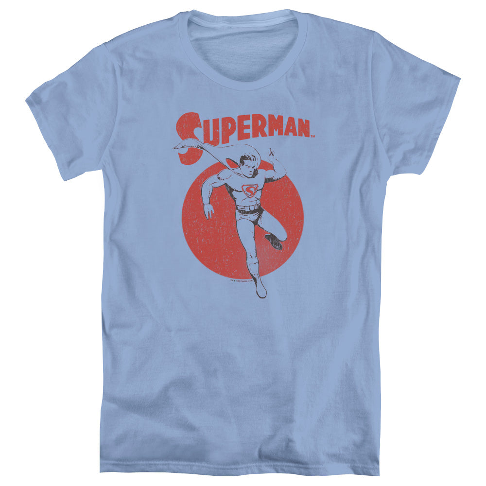 Superman Vintage Sphere Womens T Shirt Carolina Blue