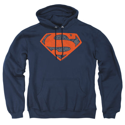 Superman Vintage Shield Collage Mens Hoodie Navy