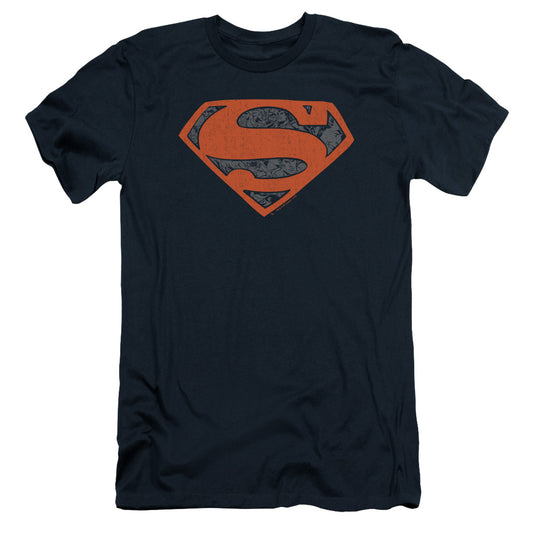 Superman Vintage Shield Collage Slim Fit Mens T Shirt Navy