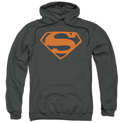 Superman Vintage Shield Collage Mens Hoodie Charcoal