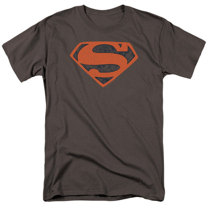 Superman Vintage Shield Collage Mens T Shirt Charcoal