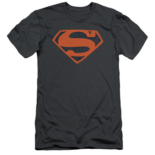 Superman Vintage Shield Collage Slim Fit Mens T Shirt Charcoal