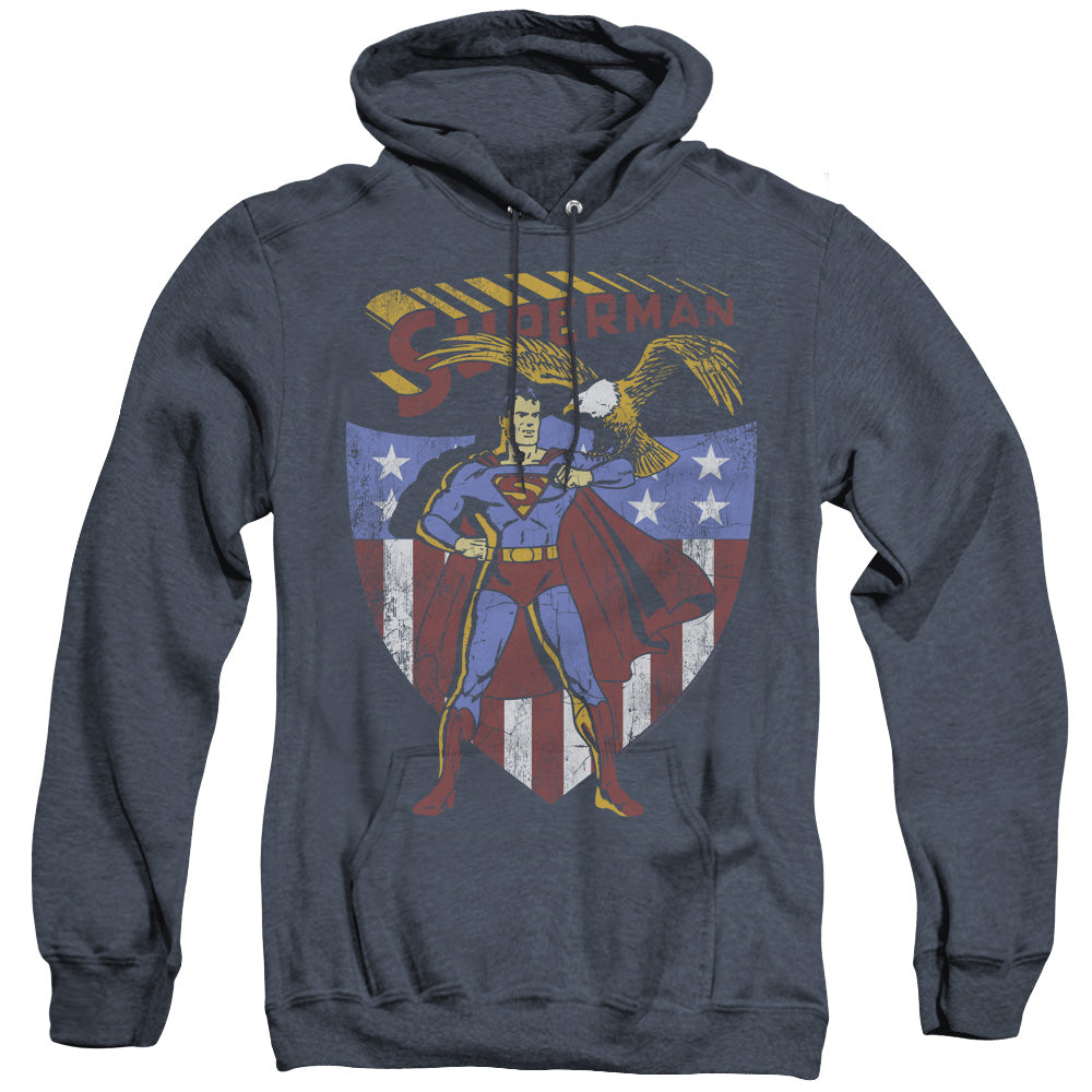 Superman All American Heather Mens Hoodie Navy