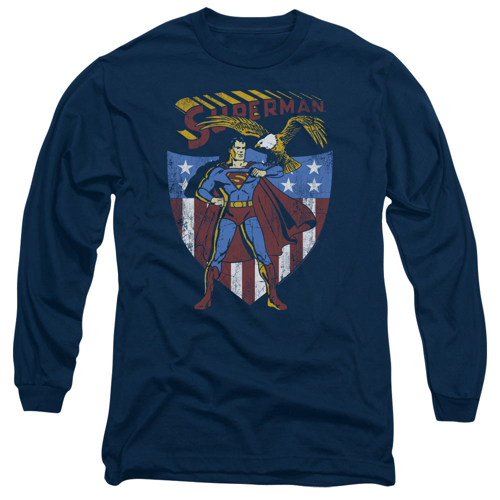 Superman All American Mens Long Sleeve Shirt Navy