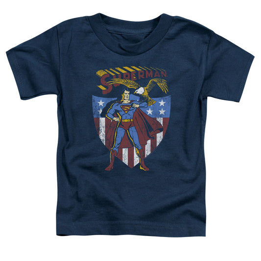 Superman All American Toddler Kids Youth T Shirt Navy