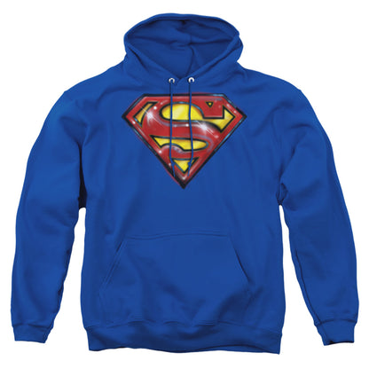 Superman Superman Airbrush Logo Mens Hoodie Royal Blue