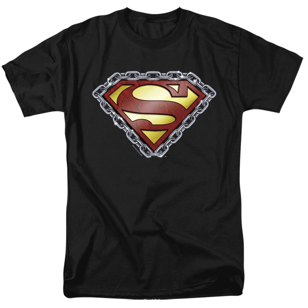 Superman Chained Shield Mens T Shirt Black 